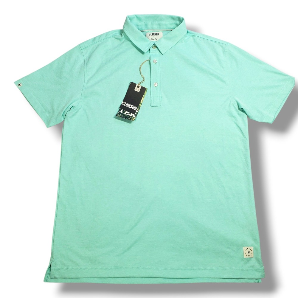 Linksoul Dry-Tek Polo Shirt Mens Large Aloe Green Golf Performance Preppy Pastel